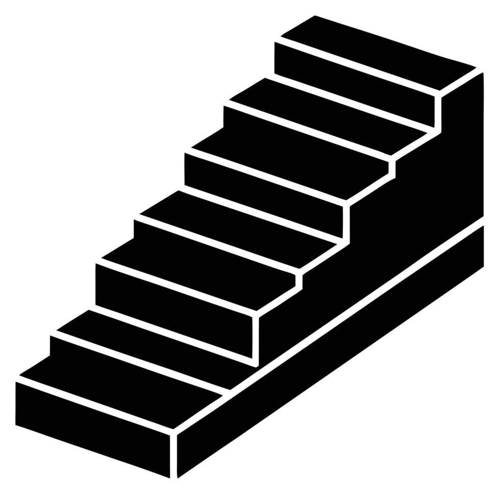 Isometric Staircase Illustration Minimalist Black And White Design Isolated On White vector