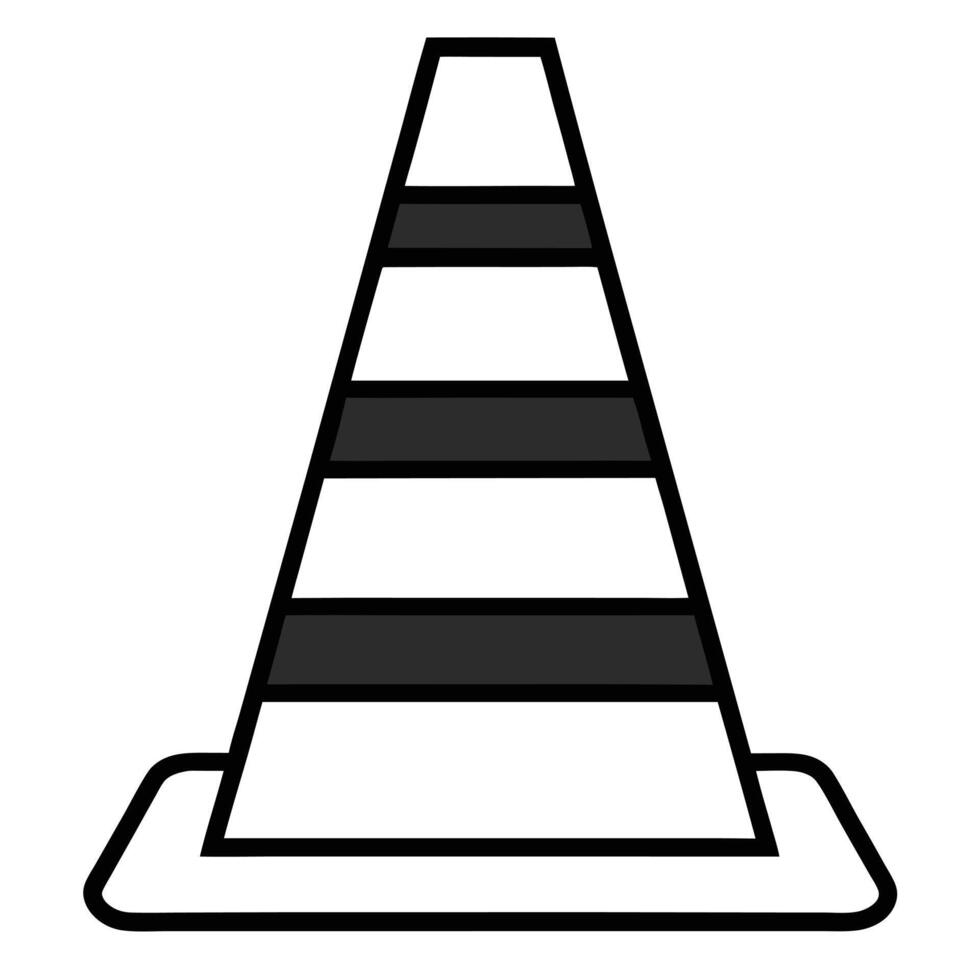 Simple black and white road safety cone illustration suitable for signs and warnings vector