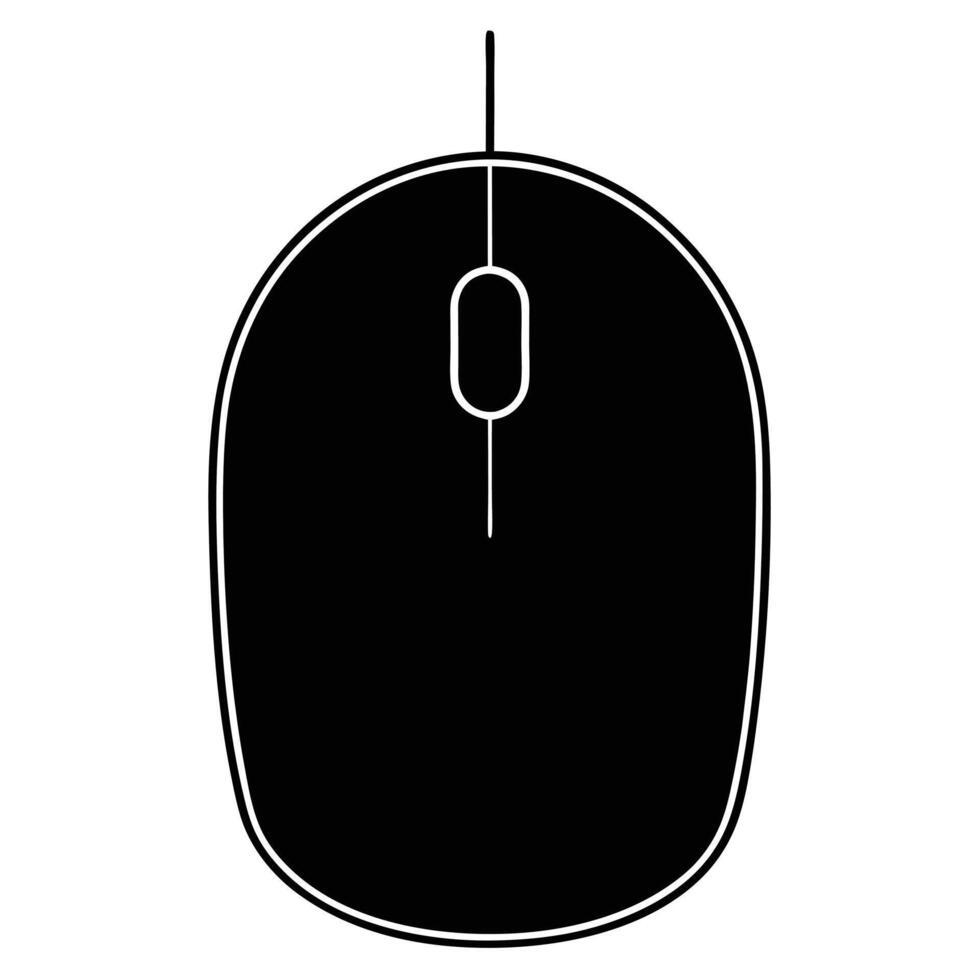 illustration of a simple computer mouse icon outline isolated design vector