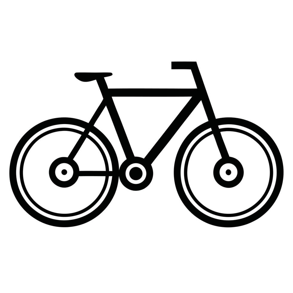 Minimalist black and white bicycle illustration on white background for design elements vector
