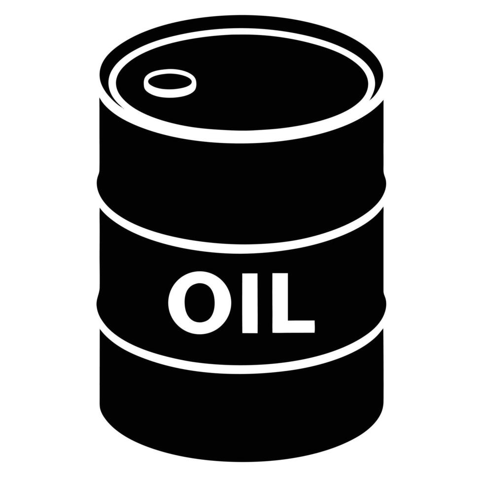 Silhouette illustration of an oil barrel with the word oil indicating fossil fuel vector