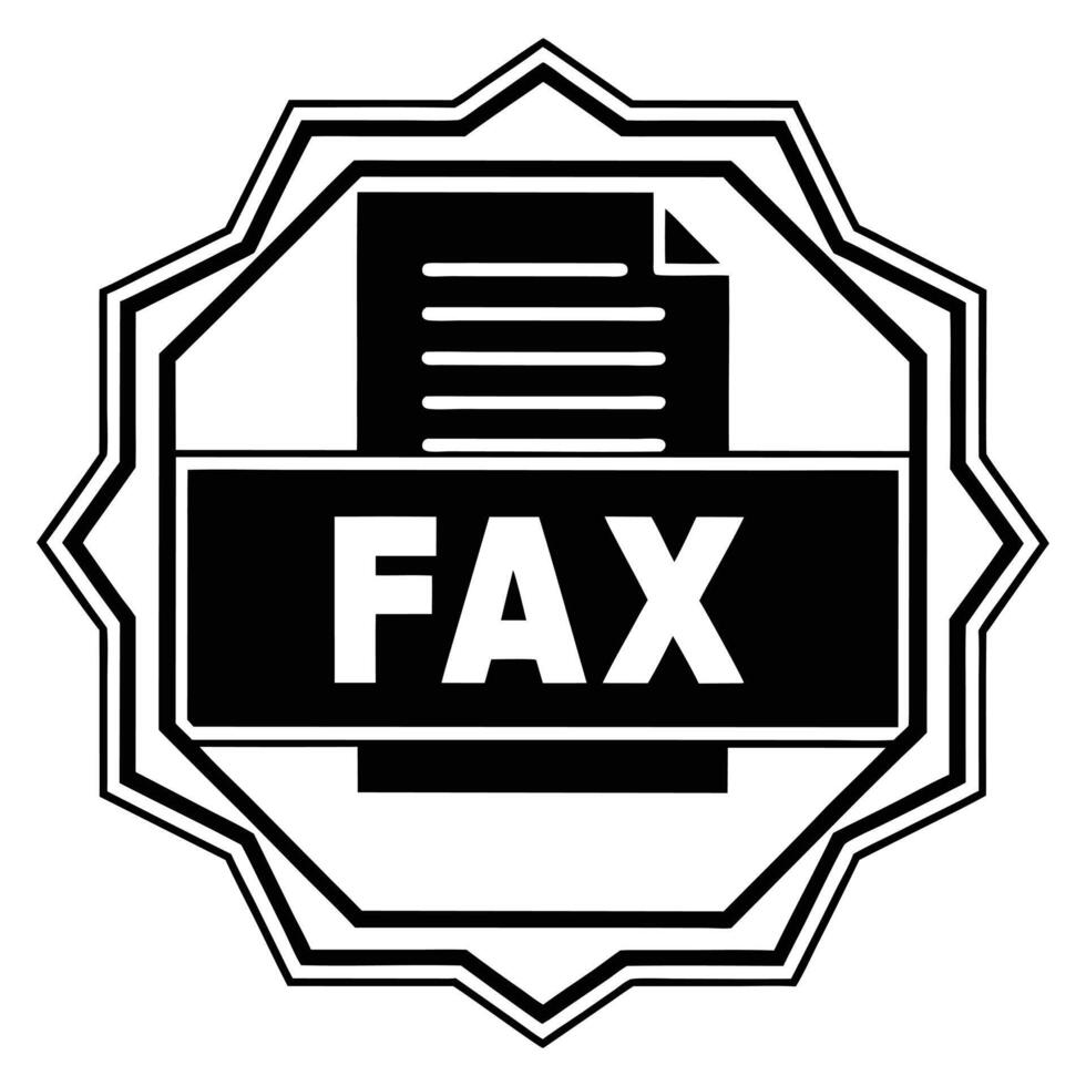 Black And White Fax Machine Graphic Symbol With Ornamental Border Design vector