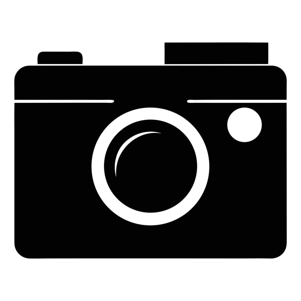 Camera Icon Black And White Simple Minimalist Photography Equipment Design vector