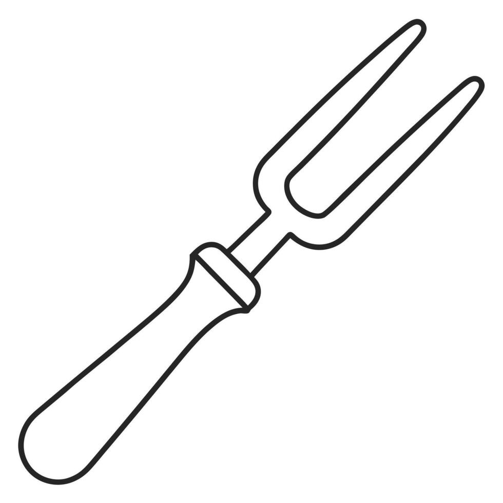 Gardening Fork Hand Tool Illustration In Black And White Outline vector