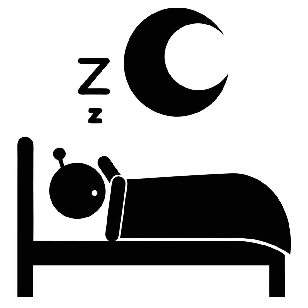 Sleeping Person In Bed Under Moon Icon Illustration Graphic vector