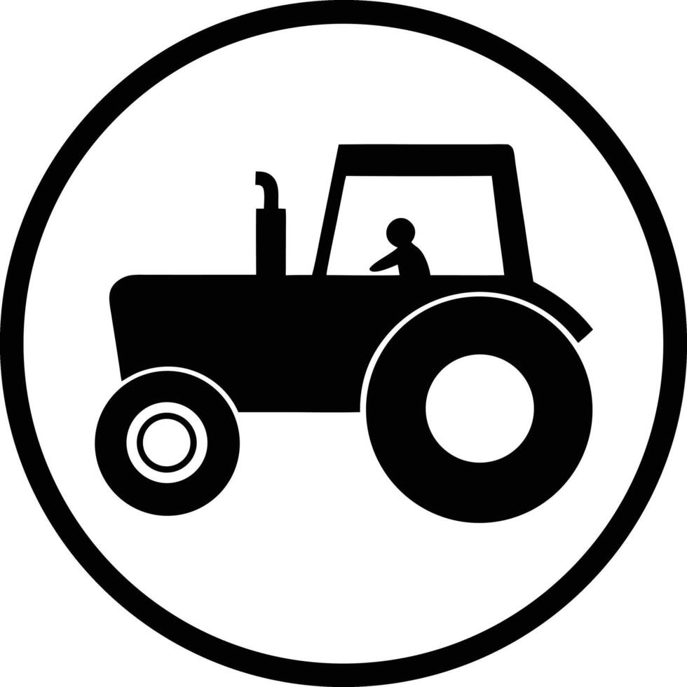 Tractor In Circle Graphic Illustration Farming Agriculture Vehicle Rural Design Element vector