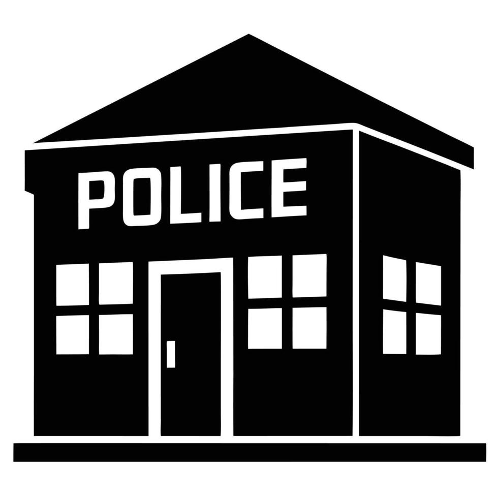 Isolated Police Station Building Illustration With Clear Signage And Clean Design vector