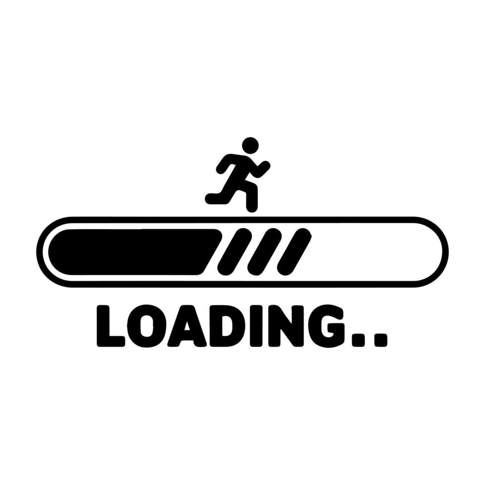 Progress Bar Graphic Showing Running Person on a Loading Bar vector