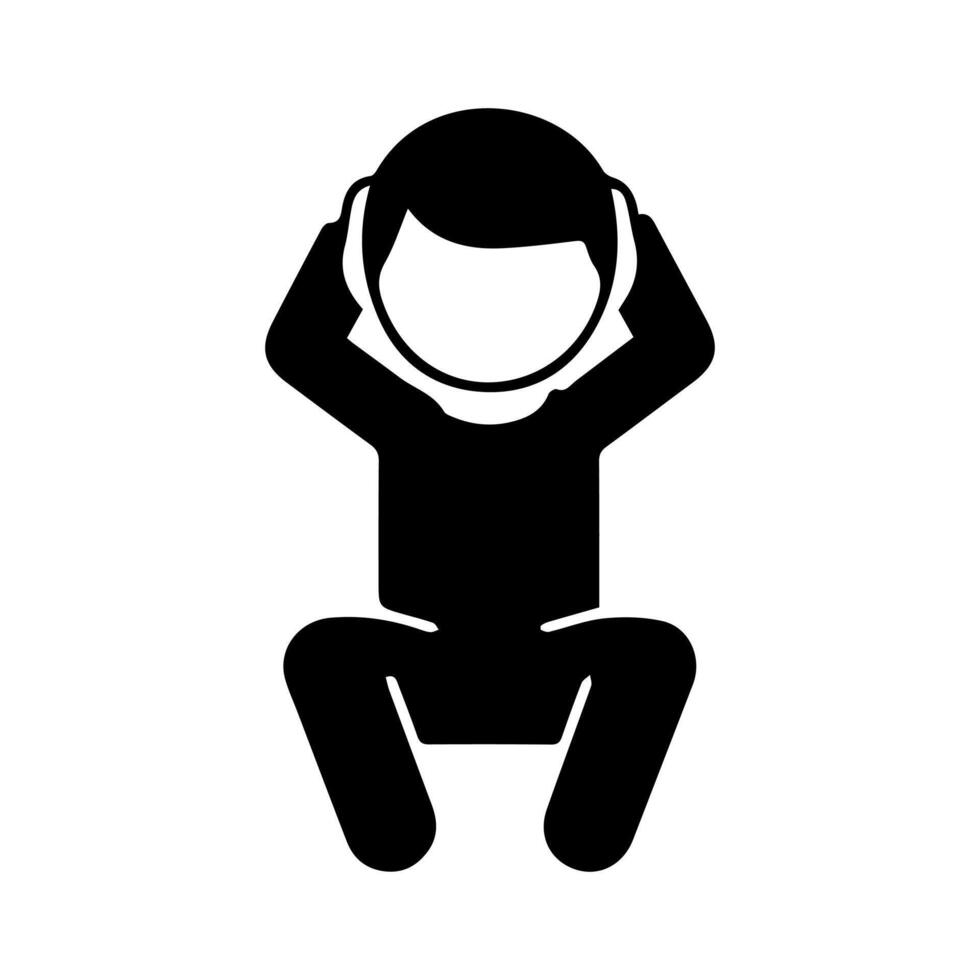 Simple Black Silhouette of a Person Sitting with Hands Behind Head vector