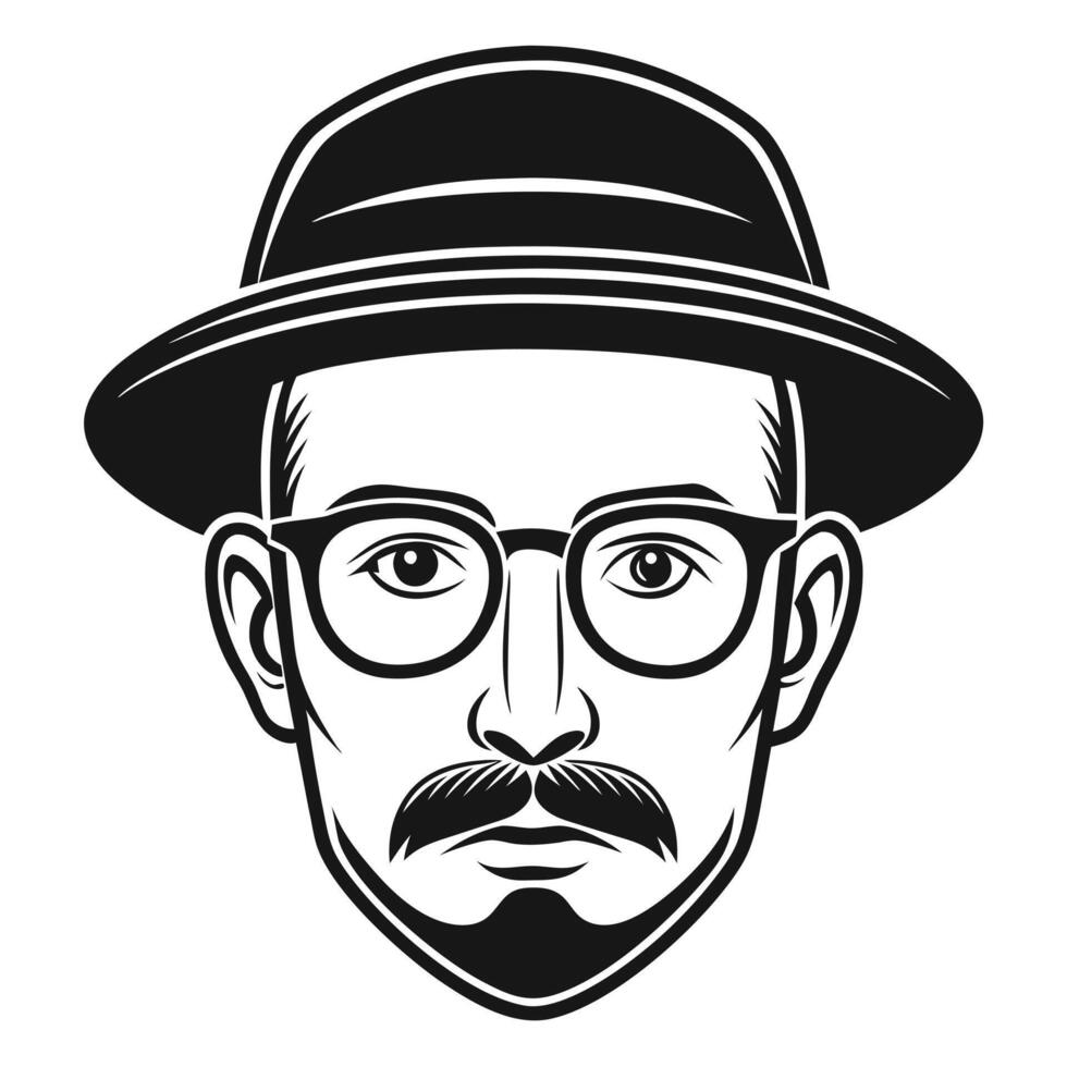 illustration of a stylish man wearing glasses and a hat vector