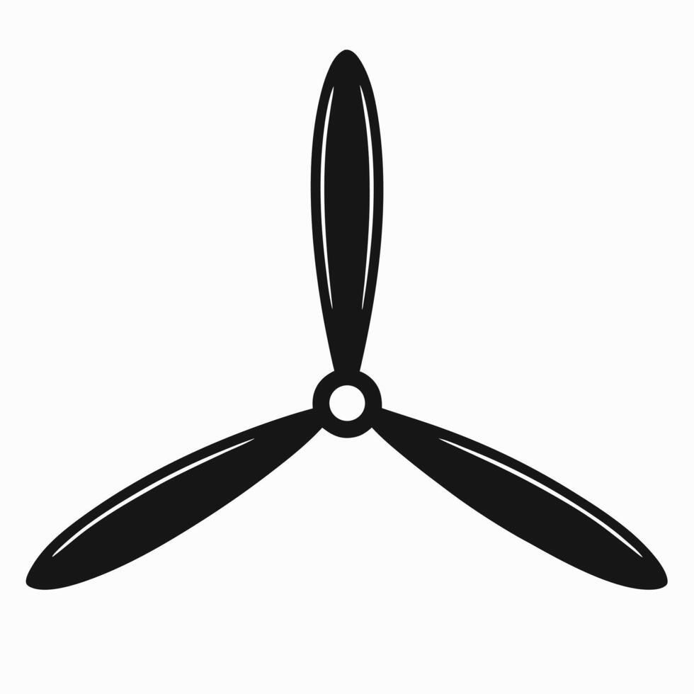 Simple black and white airplane propeller with three blades on white background vector