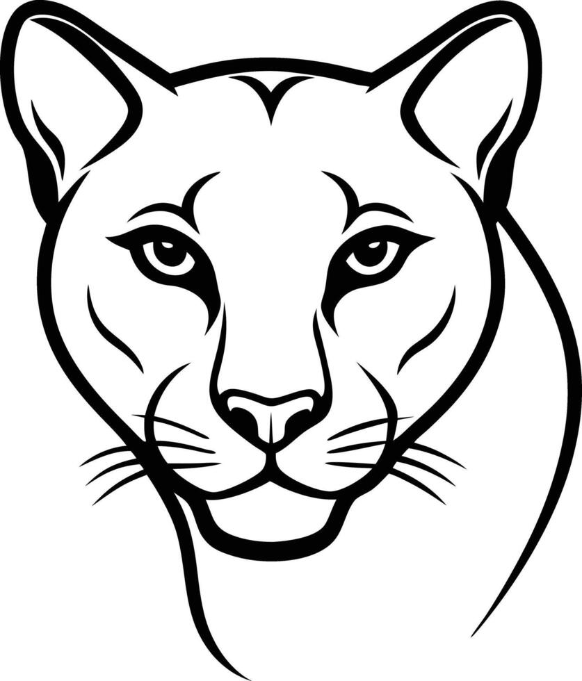 Elegant black and white cougar head outline suitable for diverse design projects vector