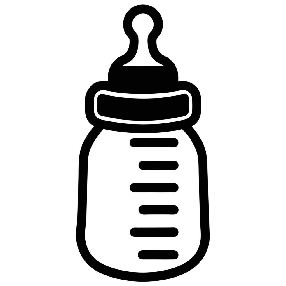Minimalist black and white illustration of a baby feeding bottle symbol vector
