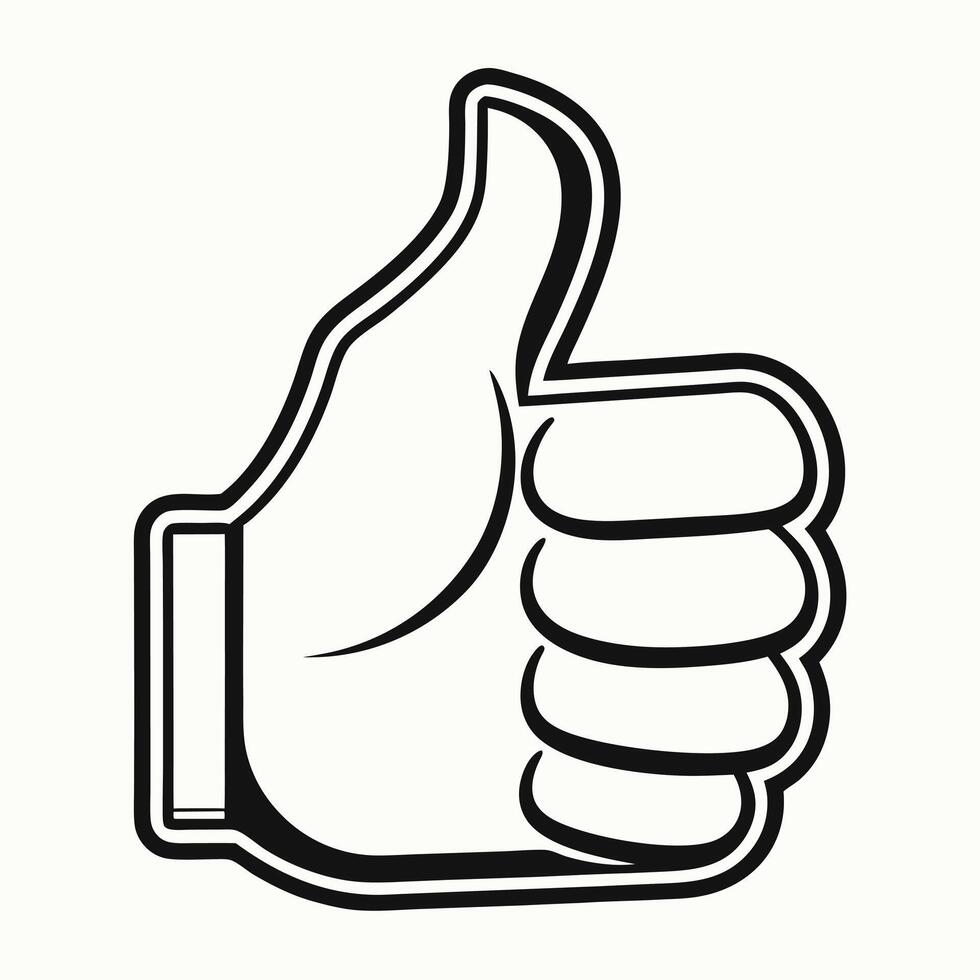 Thumb up icon in black and white on a white background vector