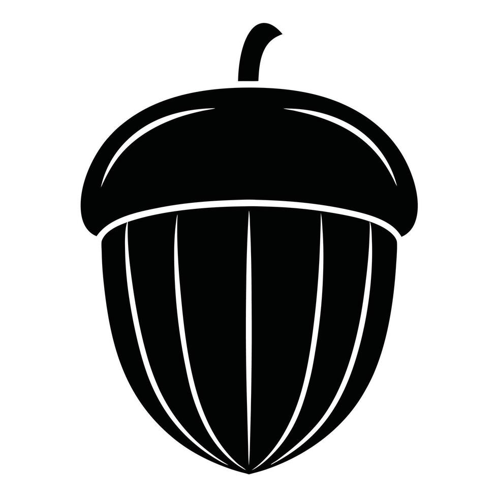 Simple black and white illustration of an acorn representing autumn and nature vector