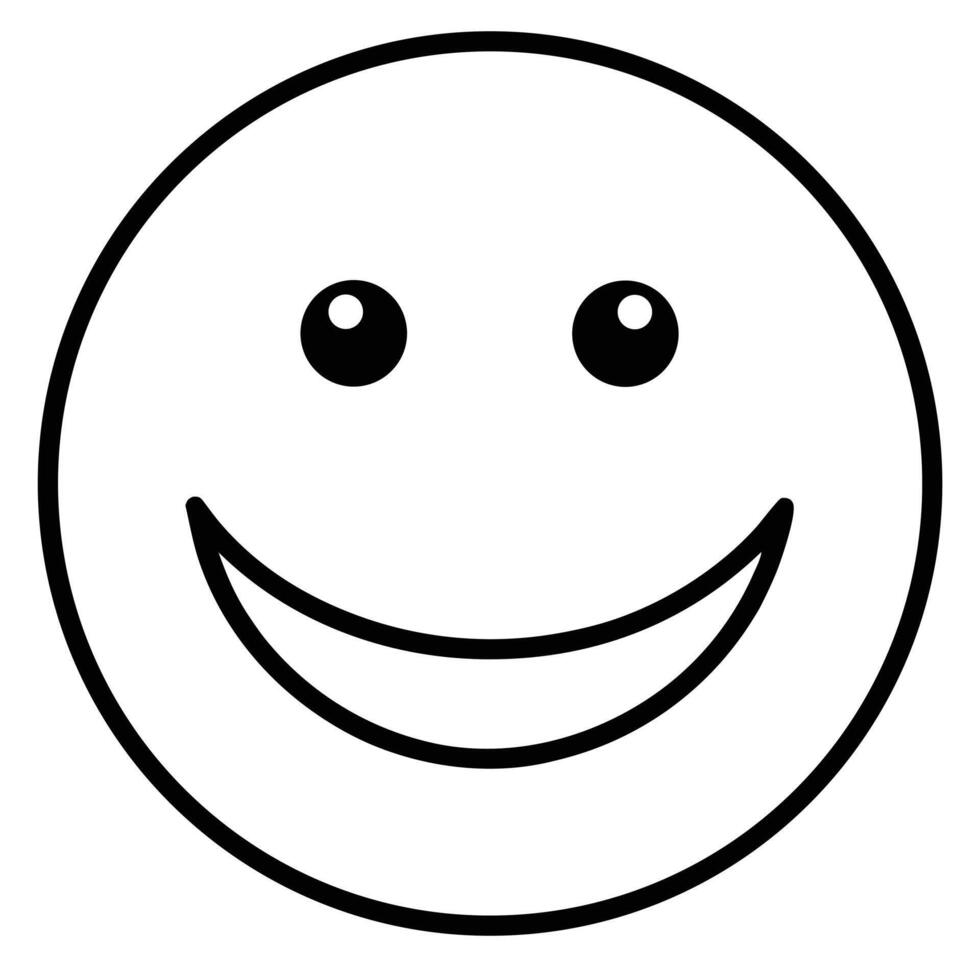 Smiling face emoji outline icon perfect for positive communication and design vector