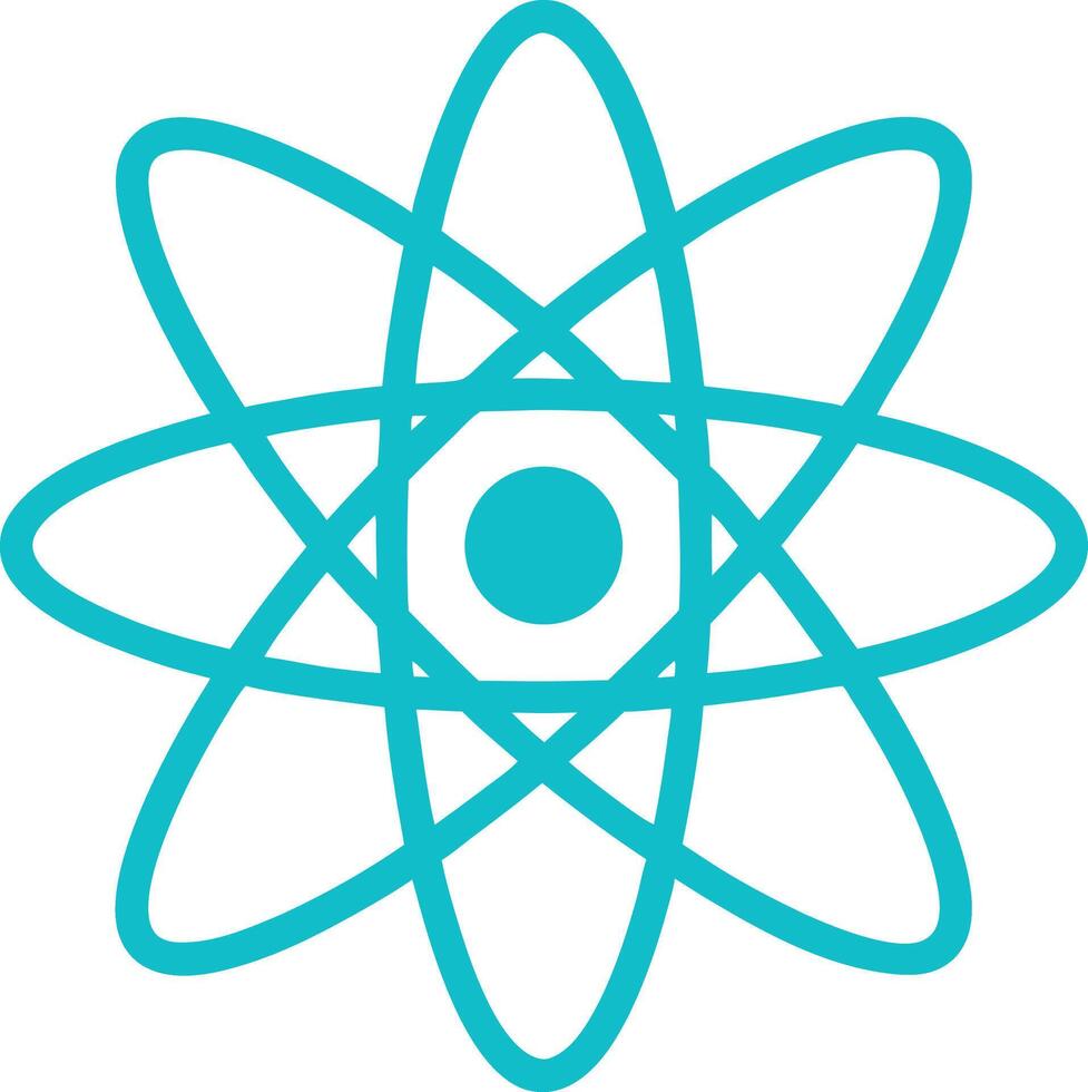 Atom symbol design illustration in teal and white with modern graphic presentation vector