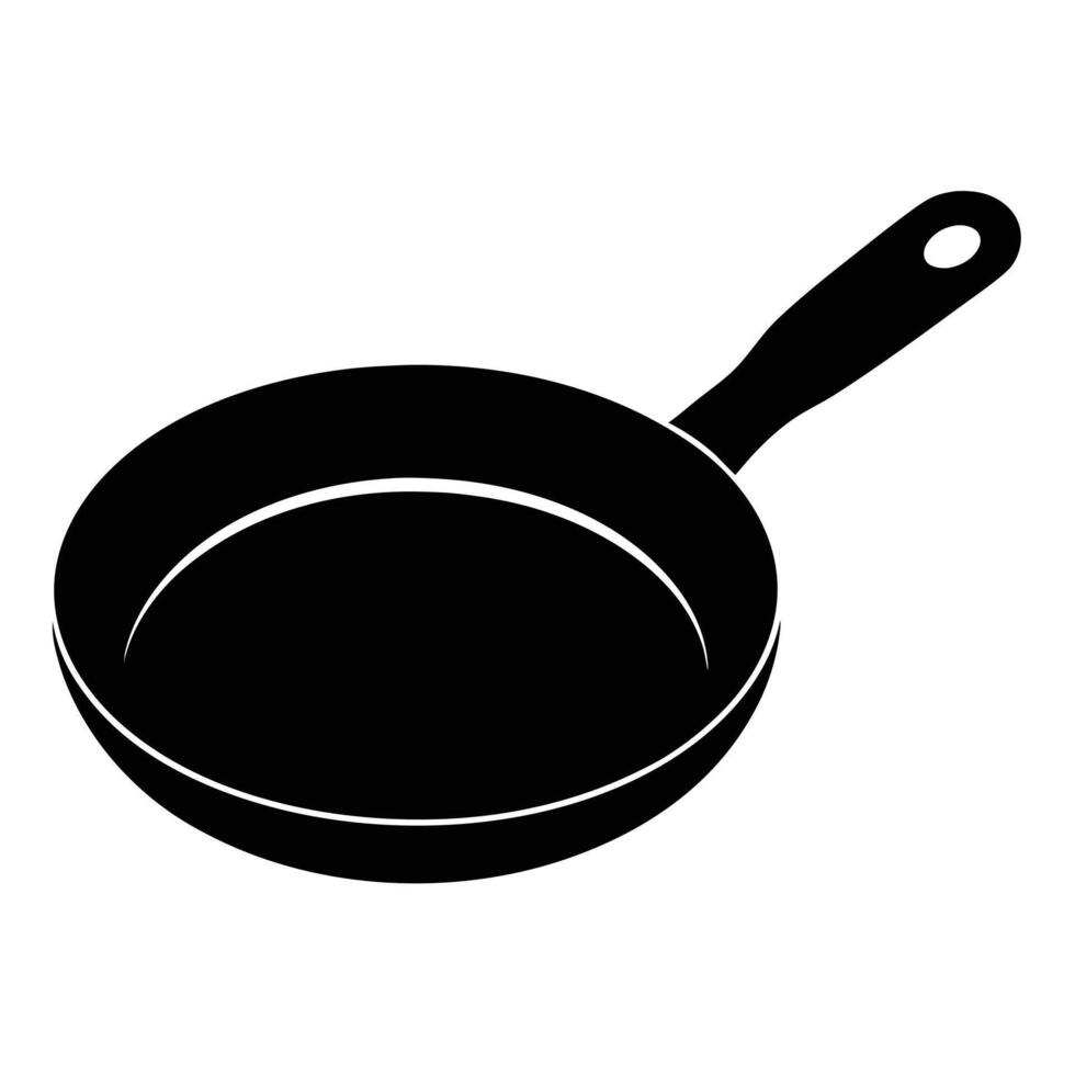 Silhouette illustration of a black frying pan on a clean white background vector