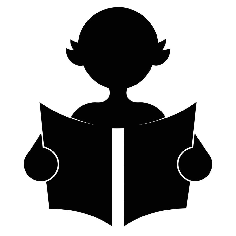 Silhouette illustration of a person reading a book conceptual for education and knowledge vector