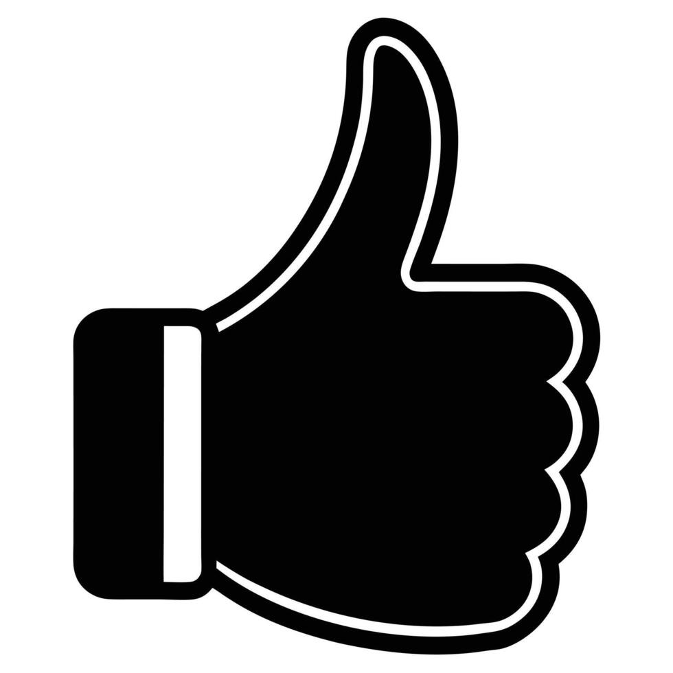 A black and white thumb up icon on a white background vector