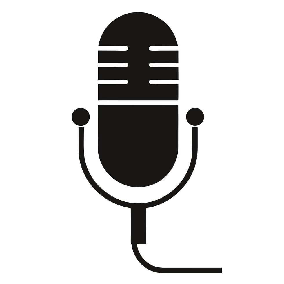 Simple illustration of a classic studio recording microphone icon vector