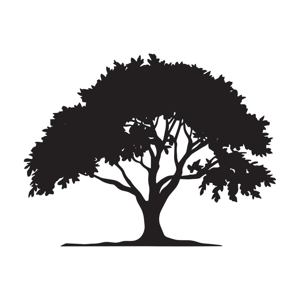 Silhouette of Tree with Full Foliage art in white bg vector