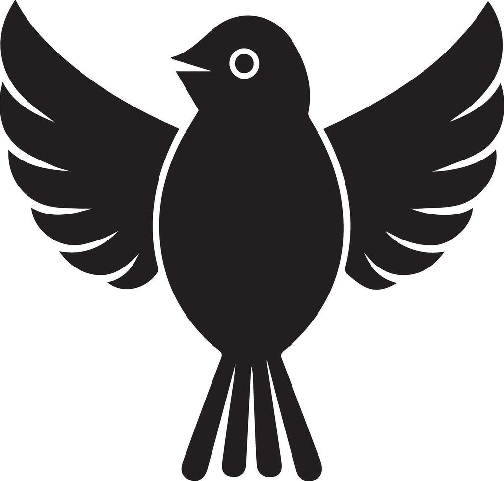 A Black Silhouette of a Bird with Wings Spread vector