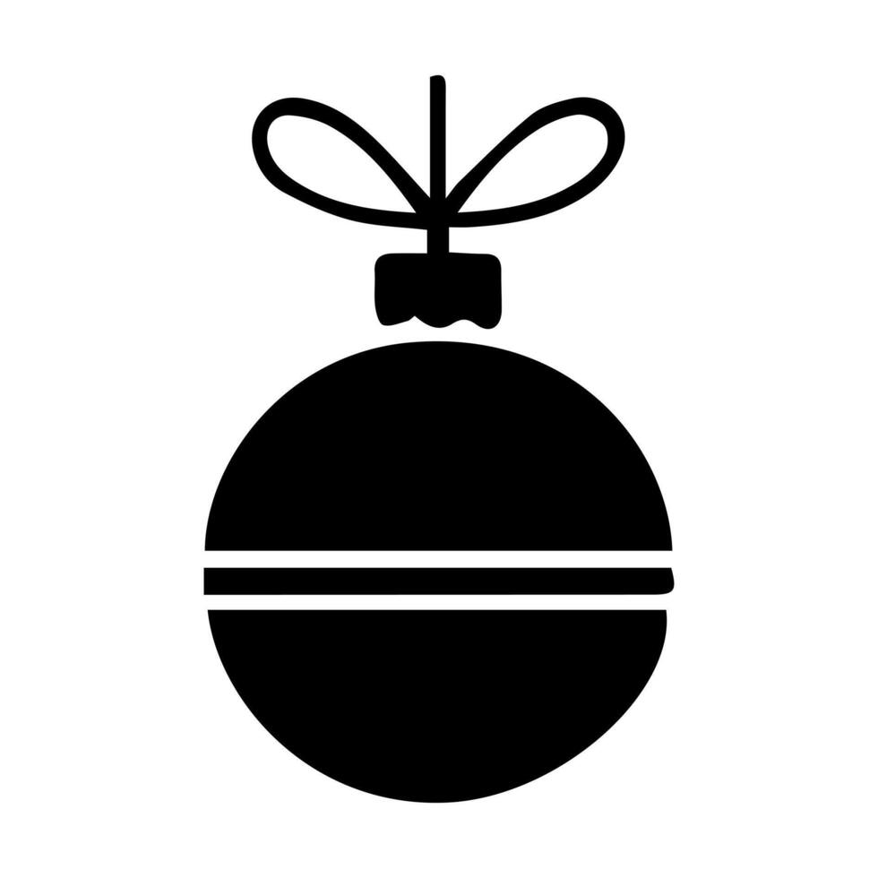 Simple Black and White Christmas Ornament Illustration with Bow vector