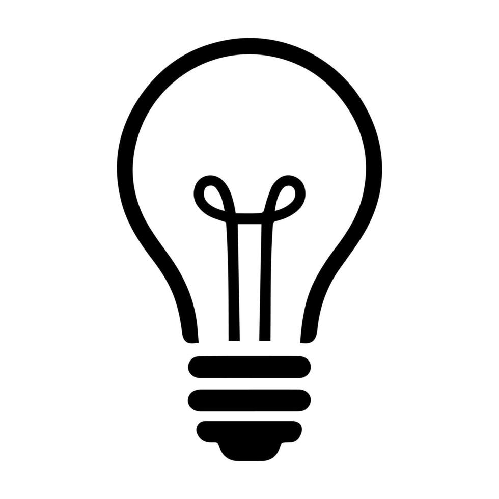Simple Black Outline Lightbulb Illustration for Ideas Innovation Design Concepts vector