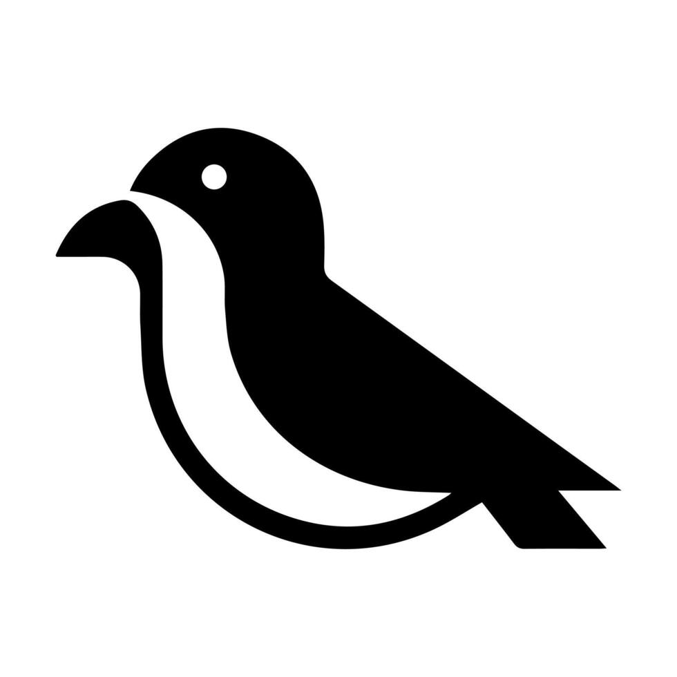Abstract Black and White Bird Illustration Simple Minimalist Design vector