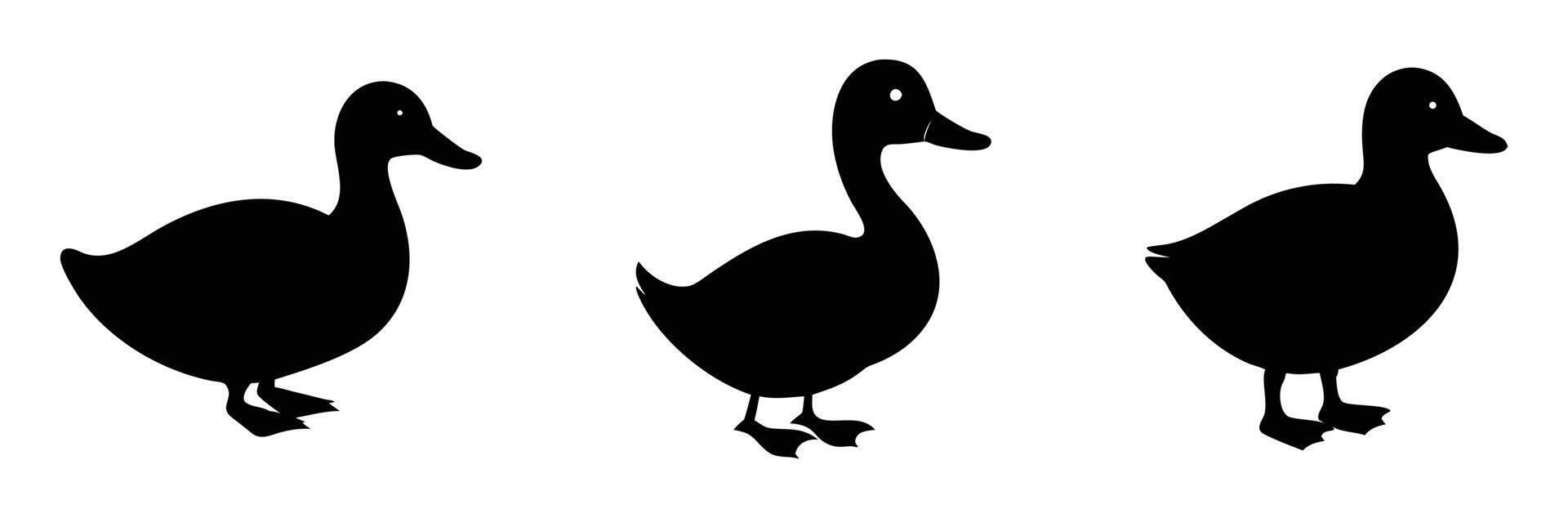 Three Goose Silhouettes in Different Poses vector
