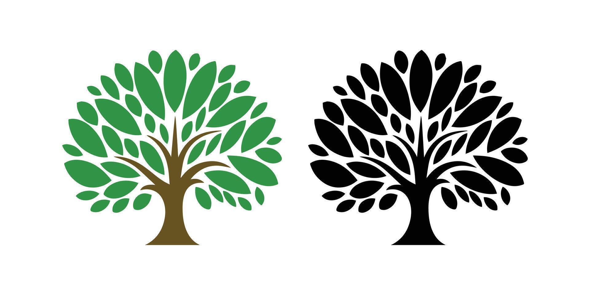 Green and Black Stylized Tree Graphic vector