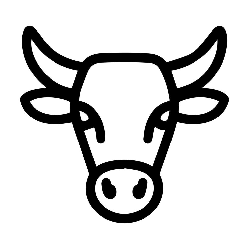 A Simple Line Drawing of a Bull Head Facing Forward vector