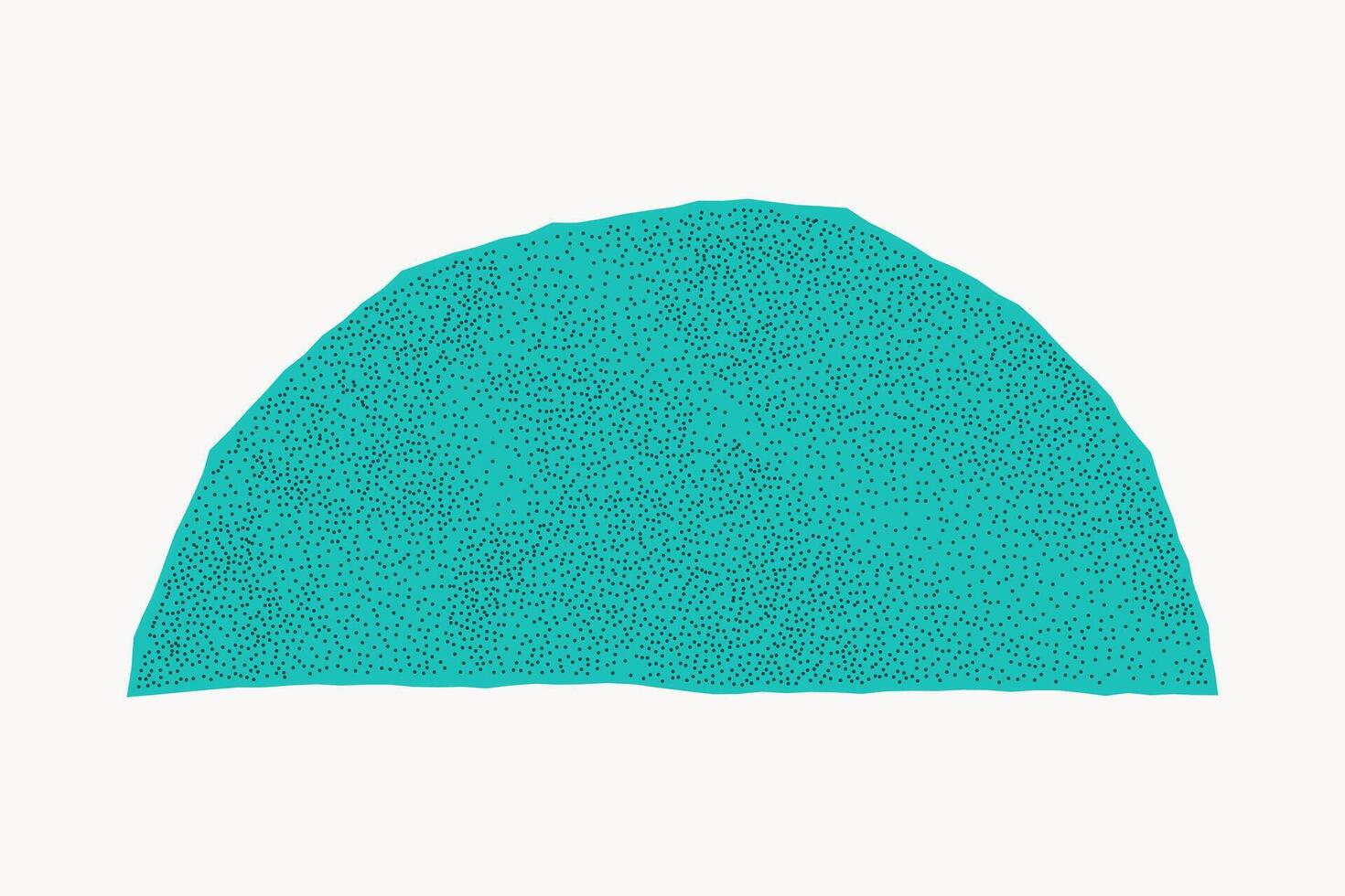 Green crumpled collage cutout in abstract form with jagged torn edges on white background. Gritty halftone texture and notebook paper details. vector