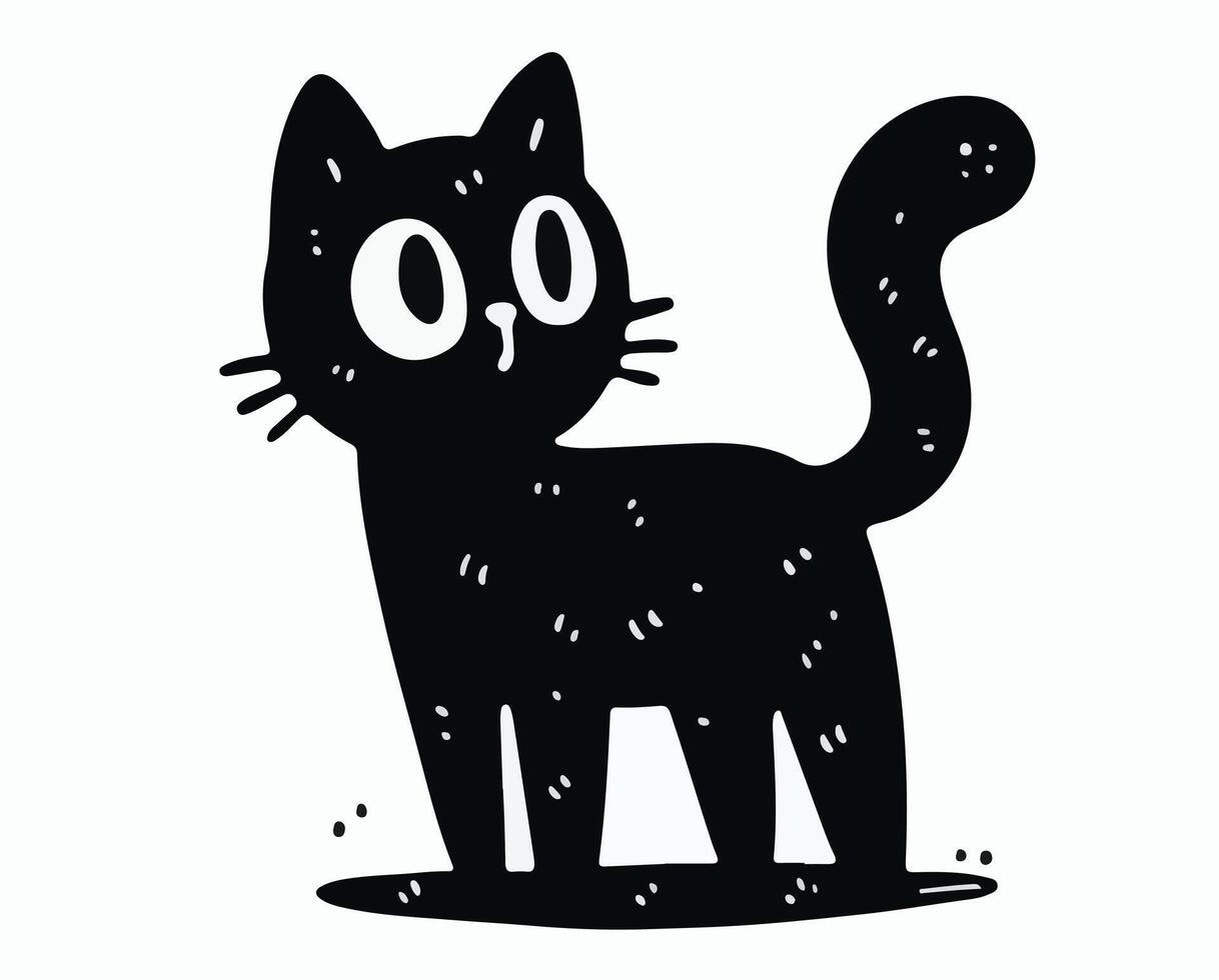 A black cat with big eyes and a white background vector