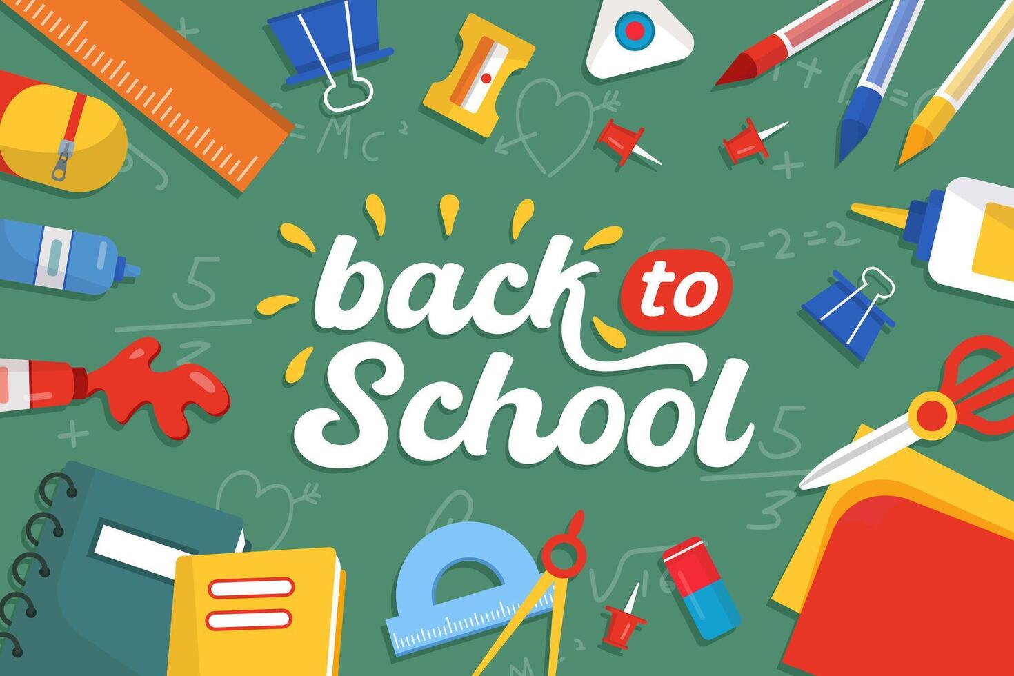 Back to School Banner with Chalkboard Background. vector