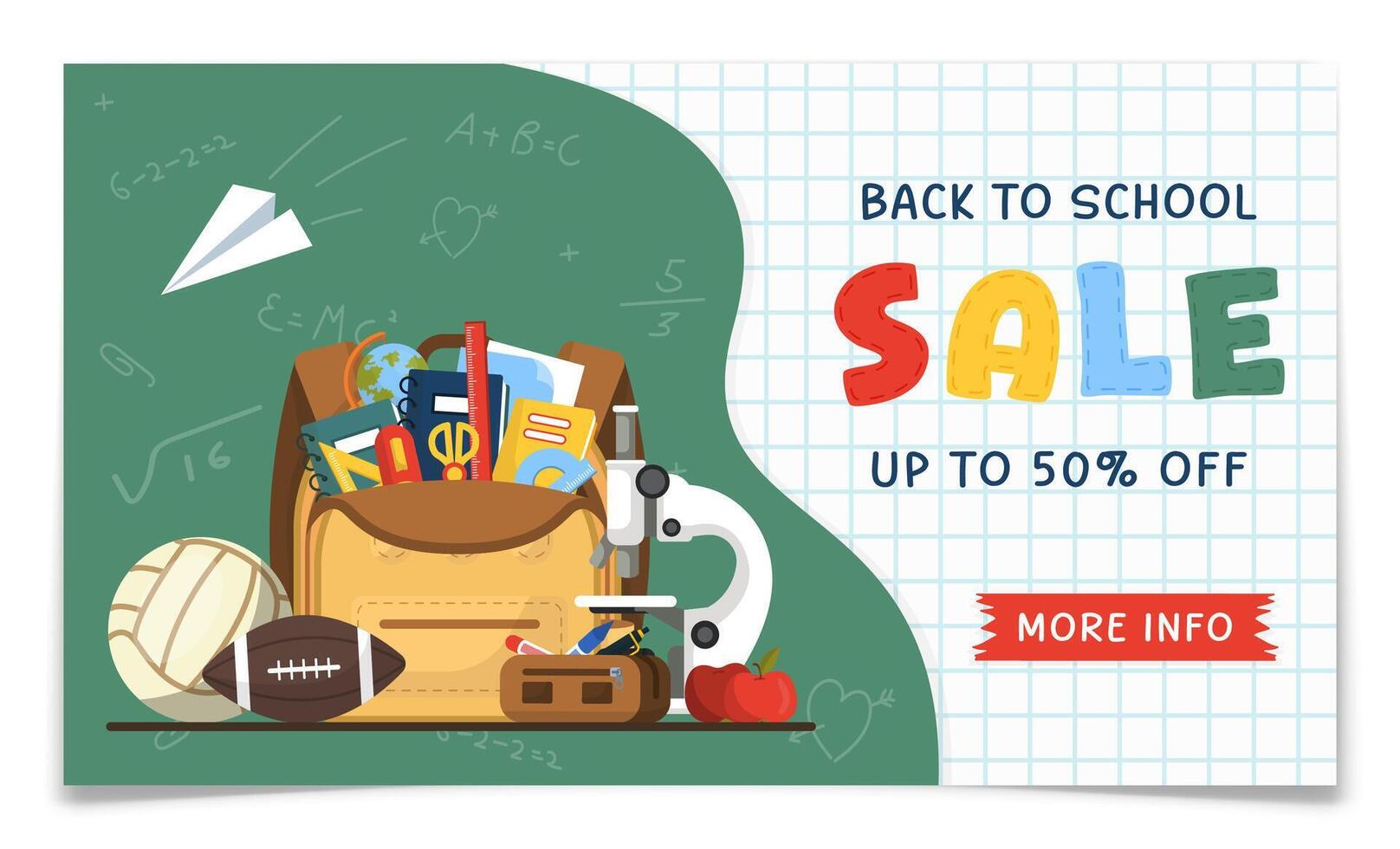 Discount Web Banner for Back to School Sale. vector