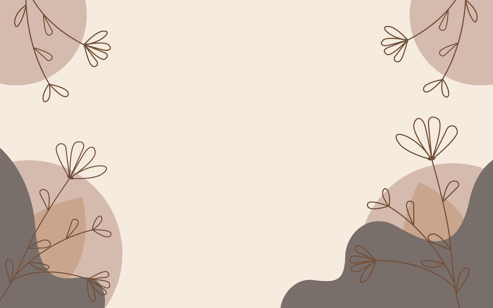 Cream Aesthetic Design Background With Flower vector