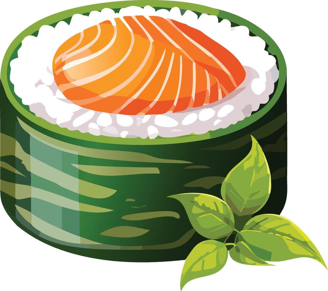 Sushi roll salmon vector
