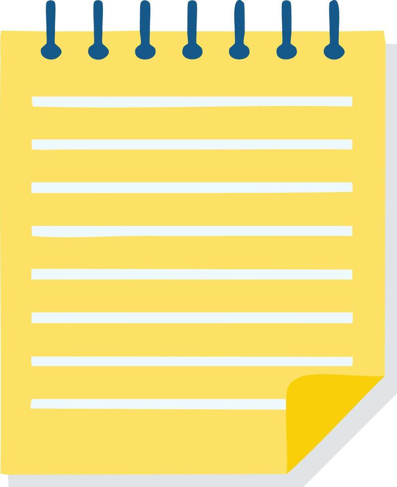 A yellow note pad with blue lines on it vector