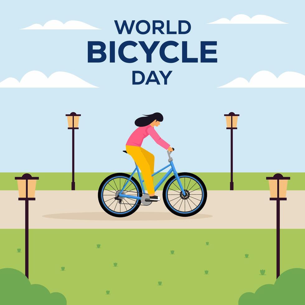 world bicycle day illustration in flat design concept vector