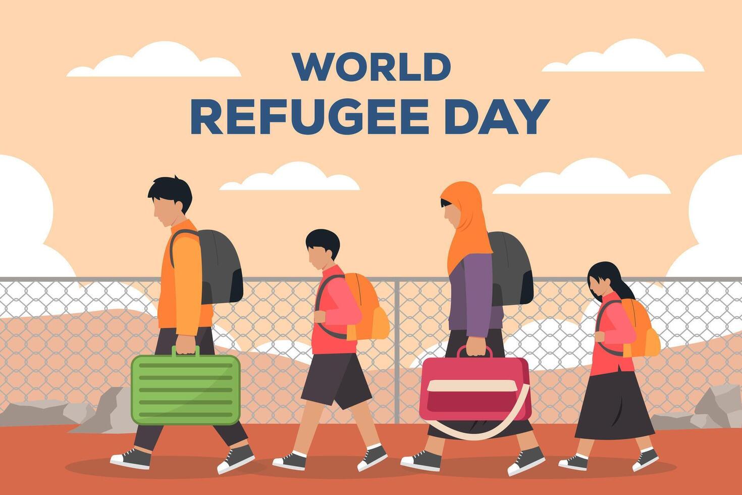 world refugee day background illustration in flat design vector