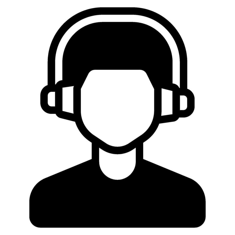 Icon illustration solid Headphones Music Equipment vector
