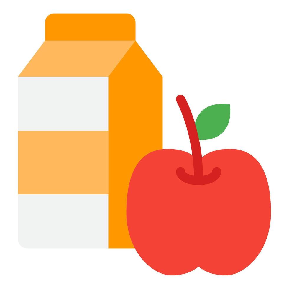 Juice Box and Apple Illustration icon flat vector