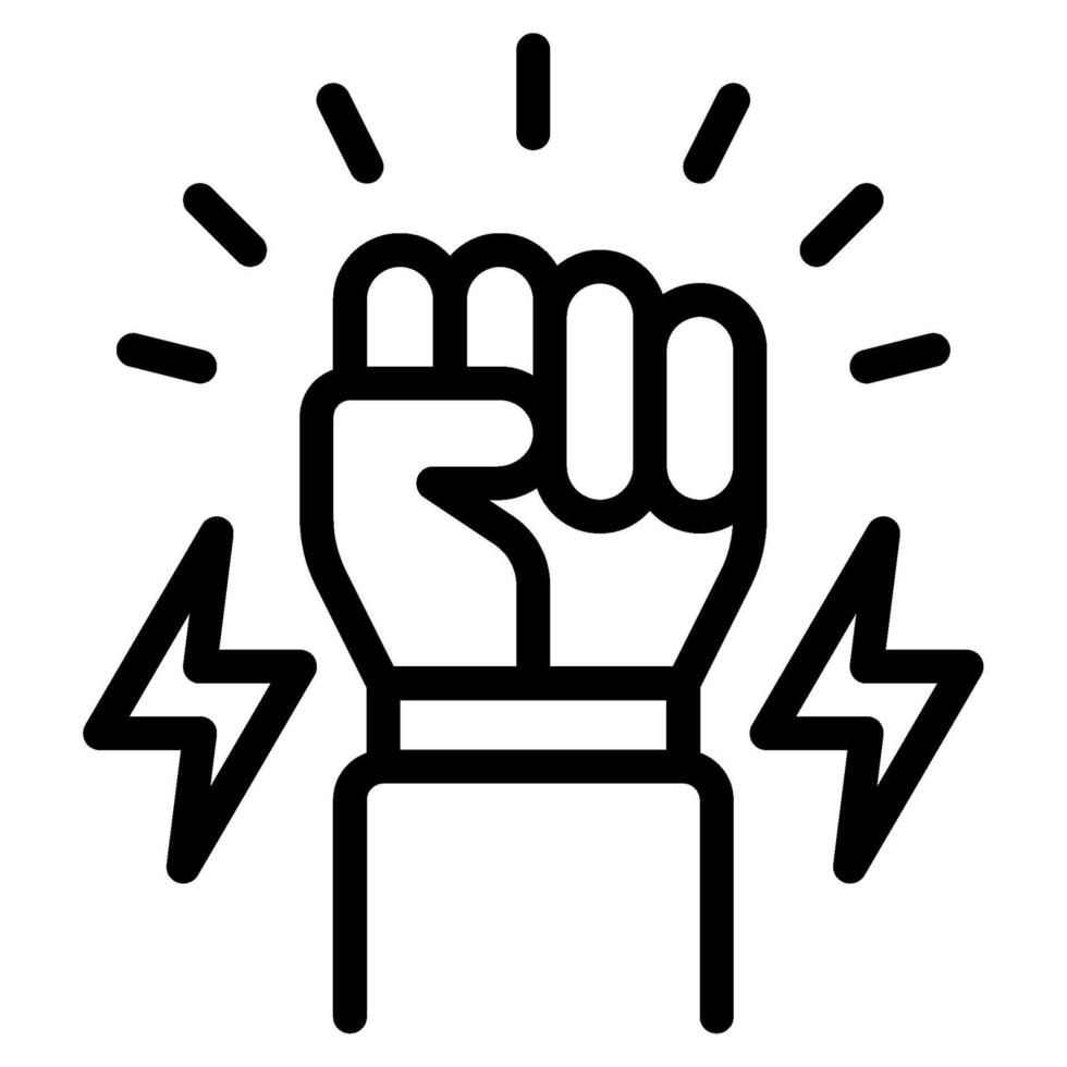 icon Illustration, clenched fist with lightning vector