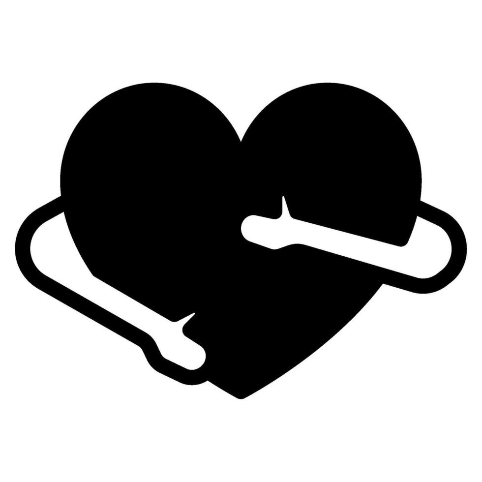 Heart with Stethoscope Icon illustration solid vector