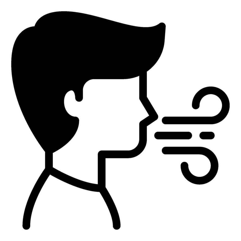 Profile of a Person with Air Pollution Icon illustration solid vector