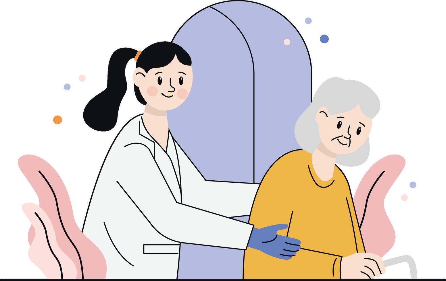 Healthcare Professional Assisting Elderly Patient vector