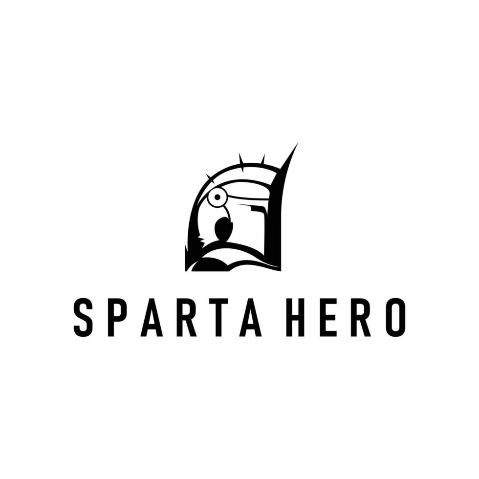 sparta logo warrior sparta kingdom fighter logo design silhouette black illustration vintage retro templet brand business symbol vector