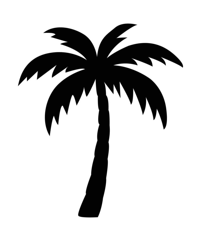 Palm Tree Silhouette Tropical Beach Icon in Black Outline Style vector